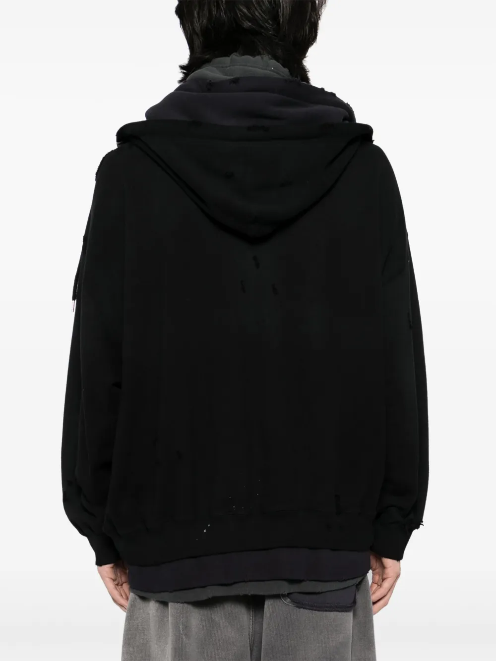 Maison MIHARA YASUHIRO Gelaagde hoodie met rits Zwart