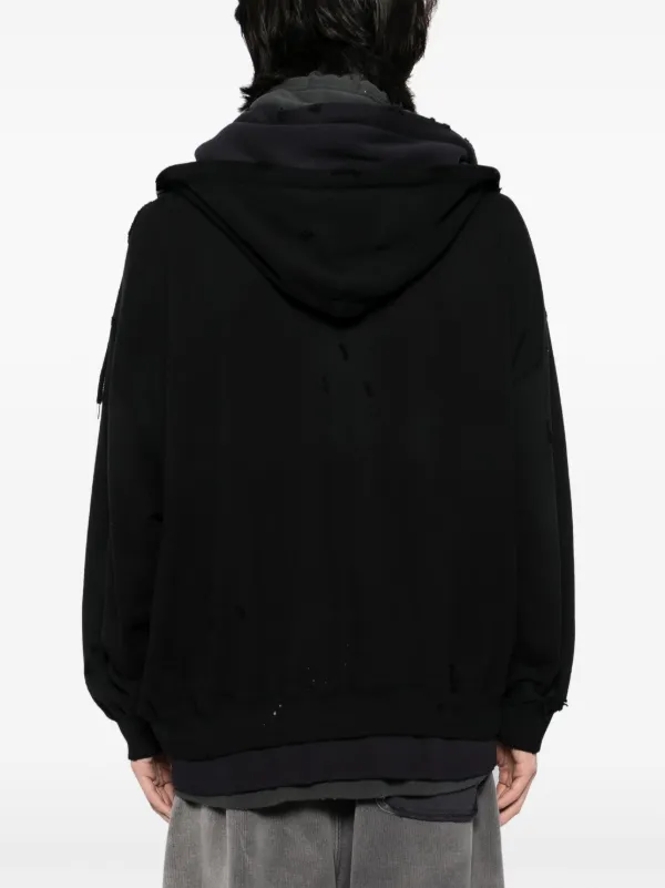 Maison MIHARA YASUHIRO Layered zip-up Hoodie | Black | FARFETCH