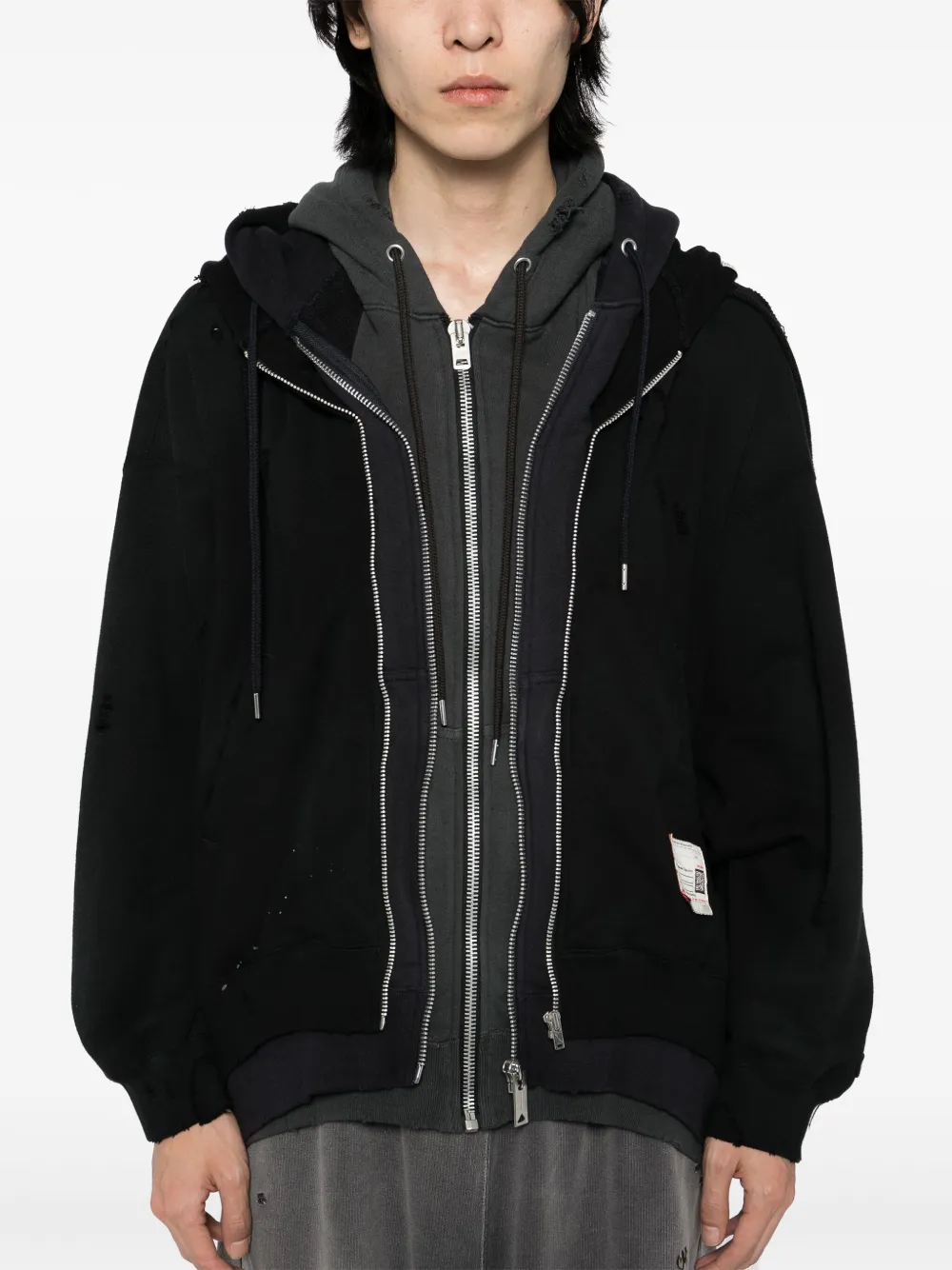 Maison MIHARA YASUHIRO Layered zip-up Hoodie | Black | FARFETCH Maison MIHARA YASUHIRO Layered zip-up Hoodie | Black | FARFETCH