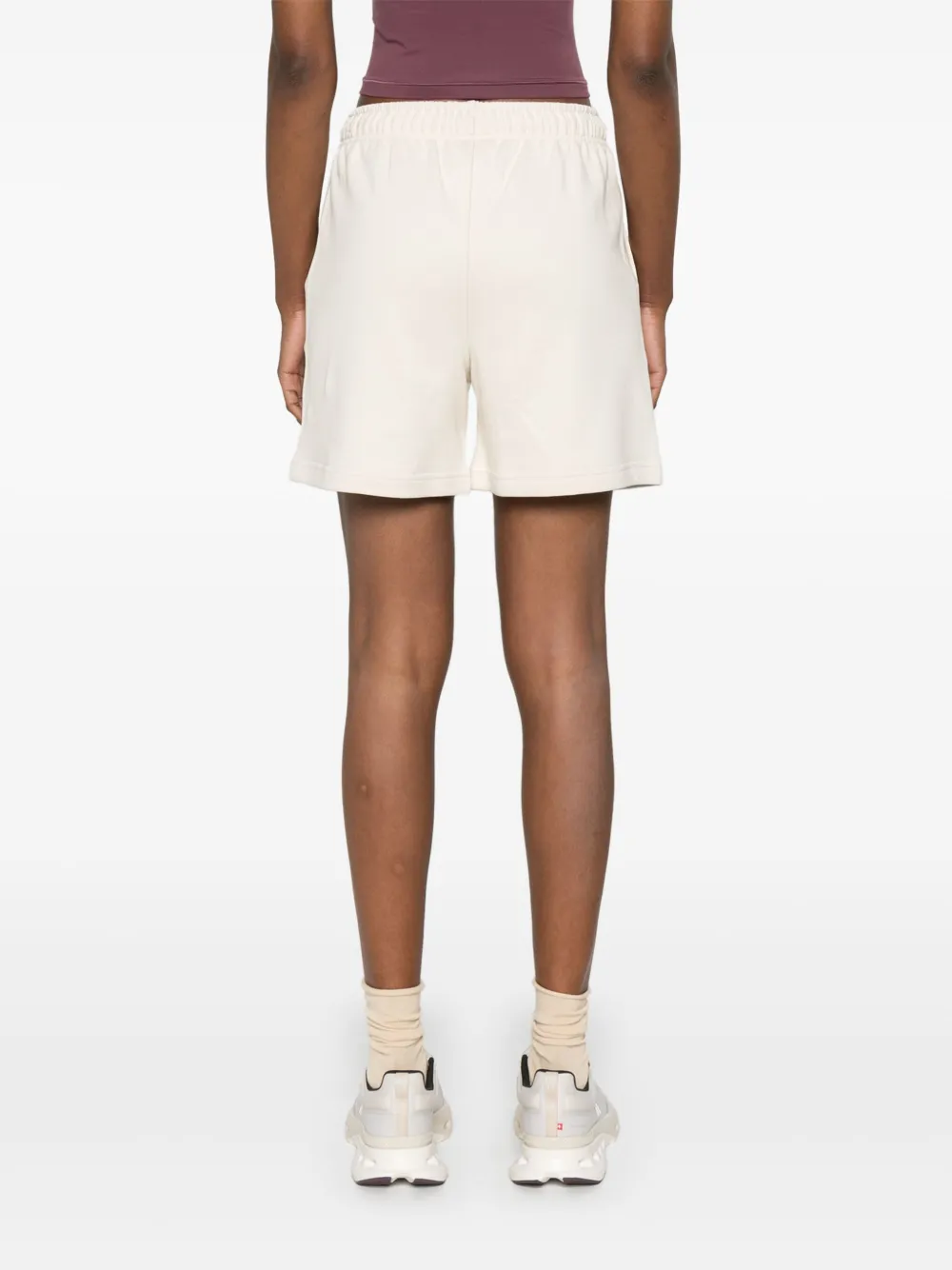 NEW BALANCE LOGO-EMBROIDERED TRACK SHORTS