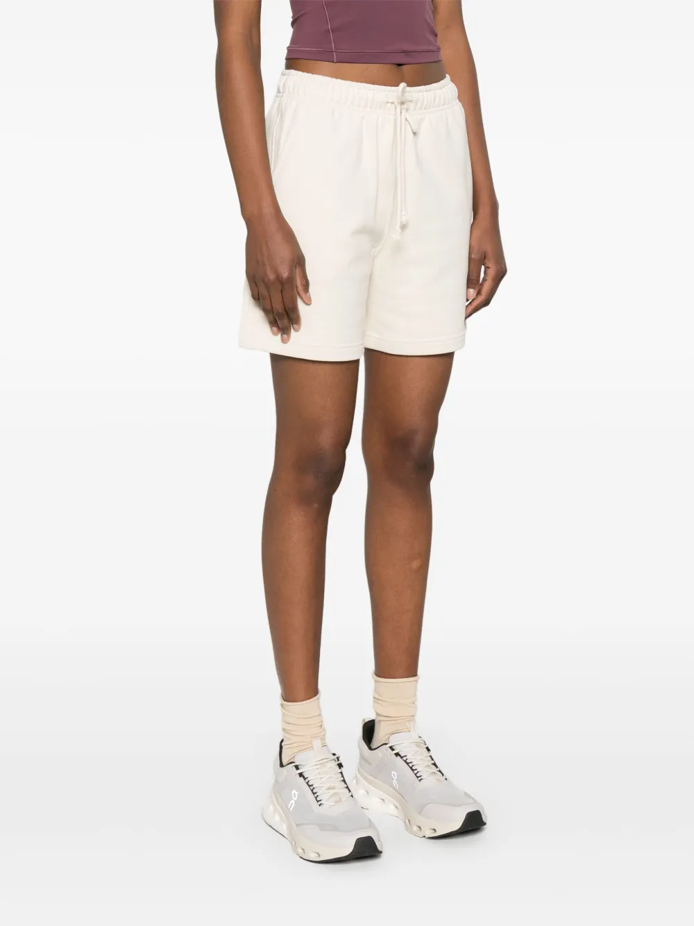 NEW BALANCE LOGO-EMBROIDERED TRACK SHORTS