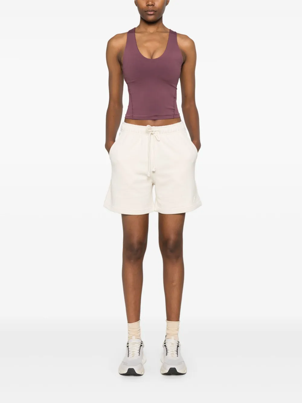 NEW BALANCE LOGO-EMBROIDERED TRACK SHORTS
