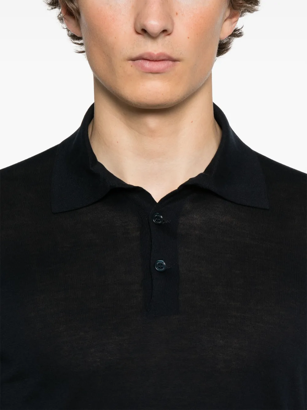 Brunello Cucinelli Gebreid poloshirt Blauw