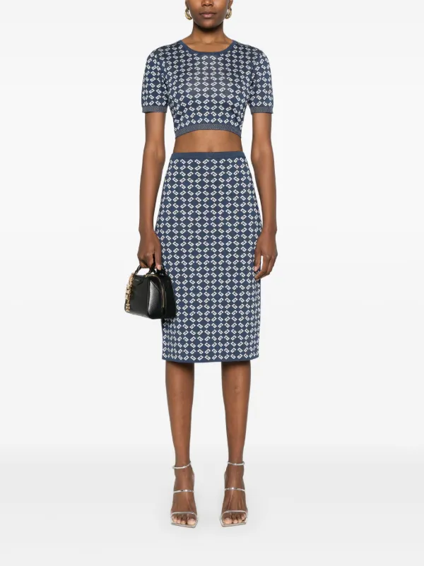 Givenchy Monogram 72-jacquard Crop Top | Blue | FARFETCH