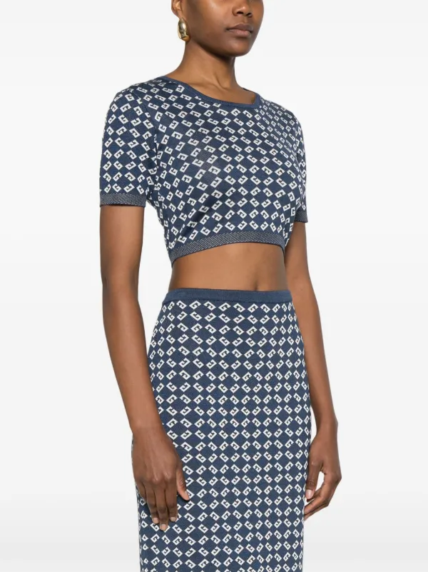 Givenchy Monogram 72-jacquard Crop Top | Blue | FARFETCH