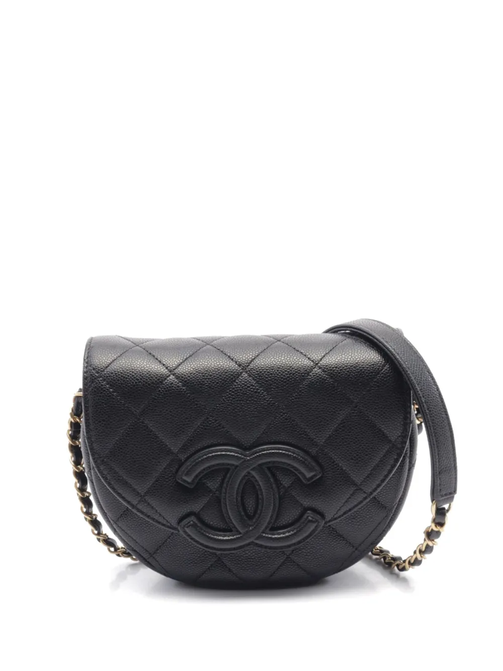 CHANEL Pre-Owned شنطة كروس صغيرة مبطنة بنقش المعين 2021 | أسود | Image 1