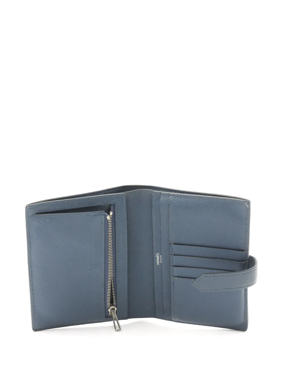 Pre-owned Hermes 2018 Bearn Compact Wallet In Blue