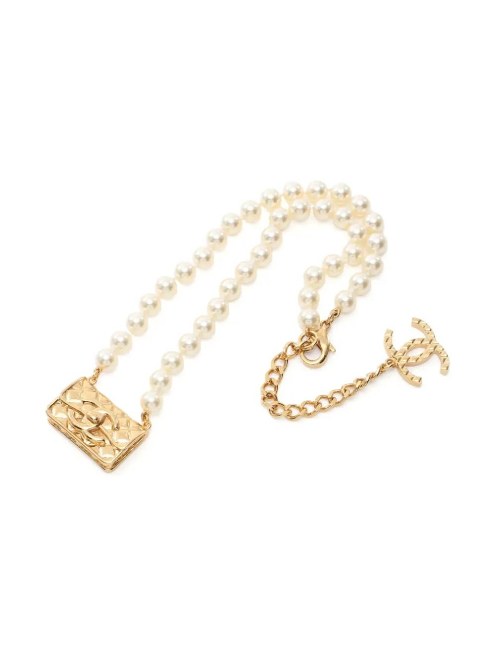 CHANEL Pre-Owned 1986-1988 matelassé bag-pendant necklace | Gold | Image 1