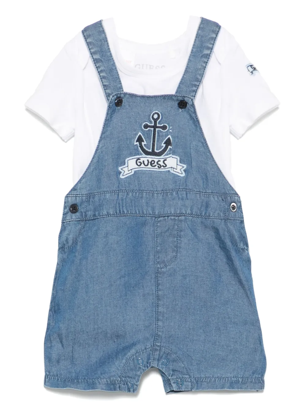 guess kids logo-embroidered shorts set | Blue | Image 1