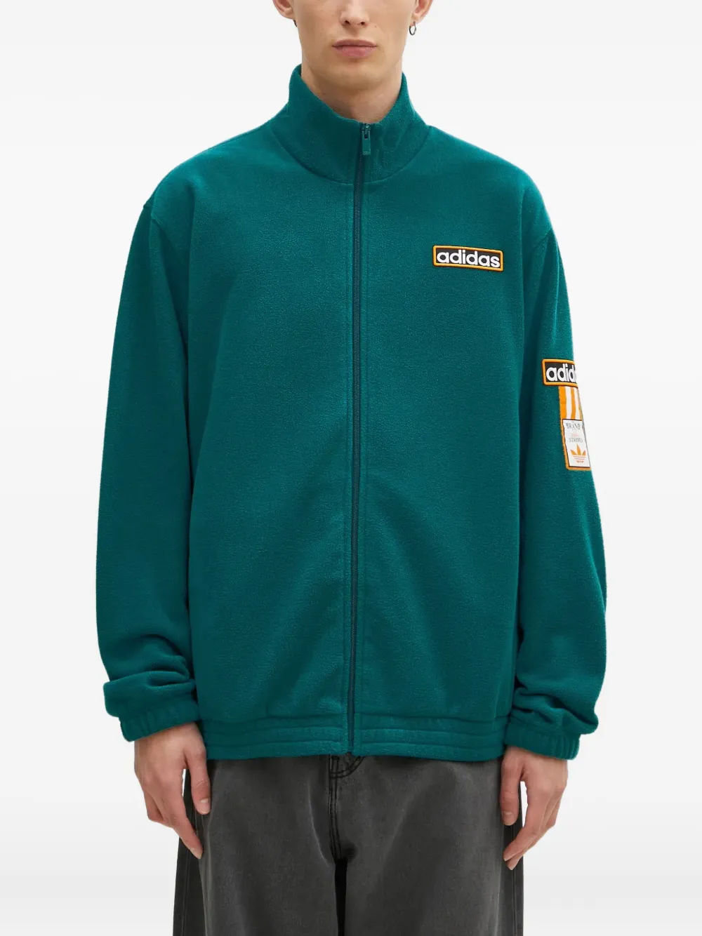 adidas fleece zip-up sweatshirt | Green | Image 1