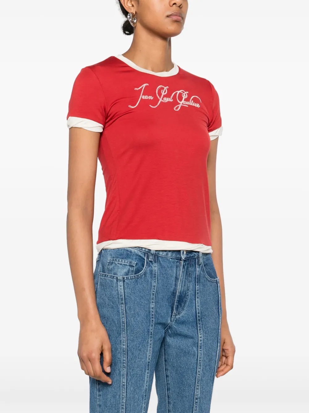 Jean Paul Gaultier T-shirt met geborduurd logo Rood