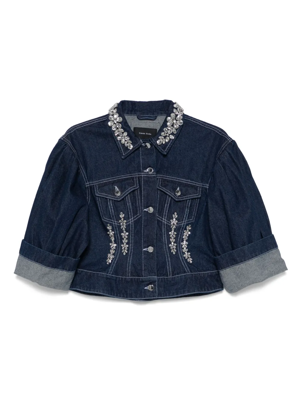 crystal-embellished denim jacket