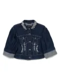 Simone Rocha crystal-embellished denim jacket - Blue
