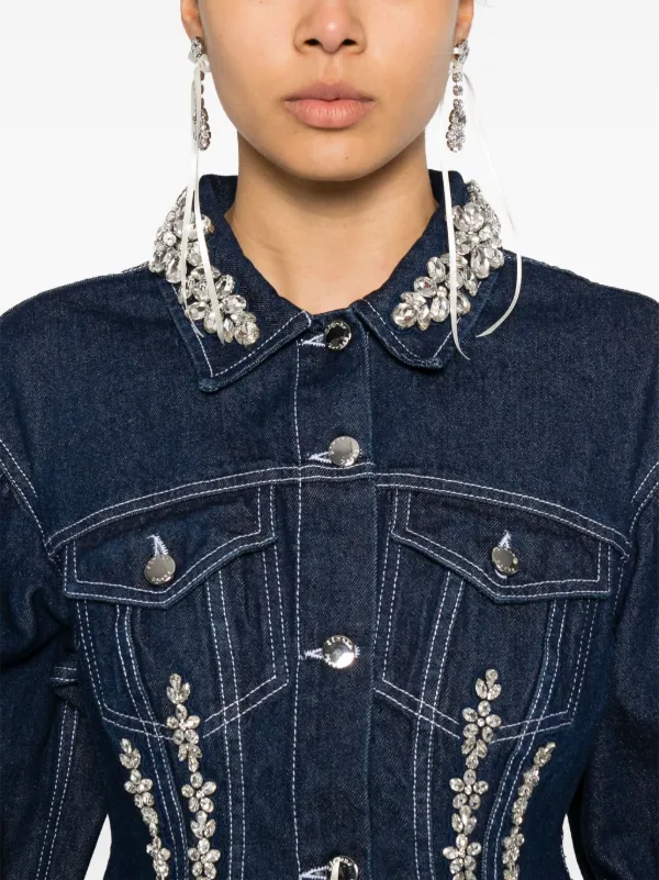 【SIMONE ROCHA】シモーネロシャ ビジュー デニムジャケット Simone Rocha ビジュートリム デニムジャケット | ブルー