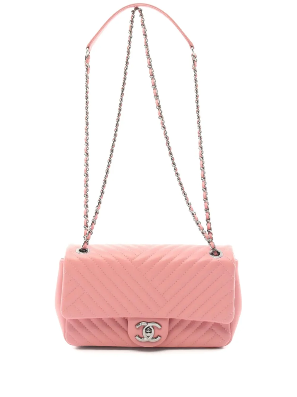 CHANEL Pre-Owned 2015-2016 Vステッチ ショルダーバッグ - ピンク CHANEL Pre-Owned 2015-2016 Vステッチ ショルダーバッグ - ピンク