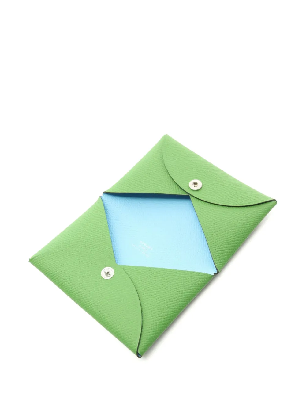Pre-owned Hermes 2023 Calvi Verso Card Holder In Green