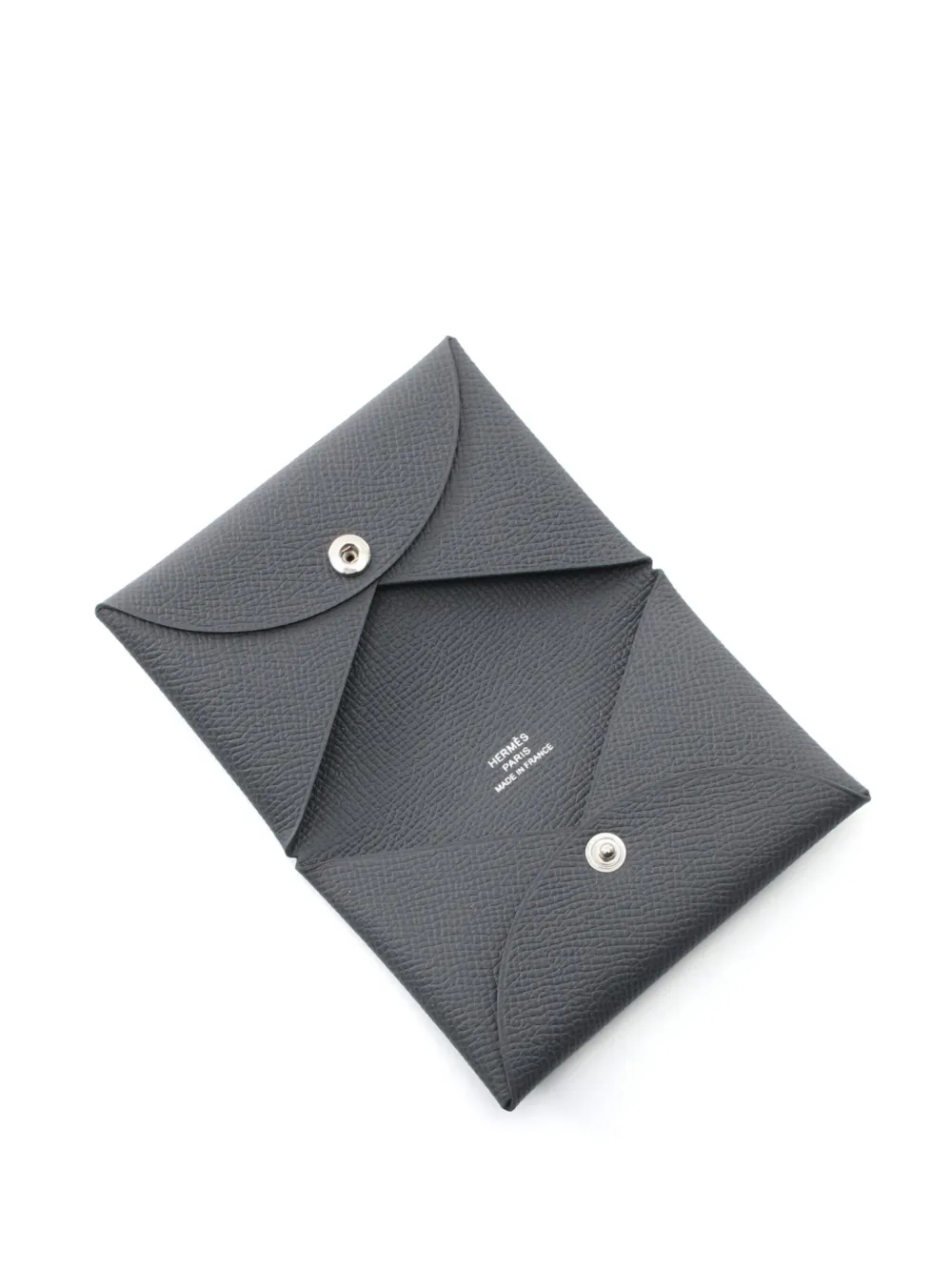 Pre-owned Hermes 2024 Calvi Coin Purse In Grey