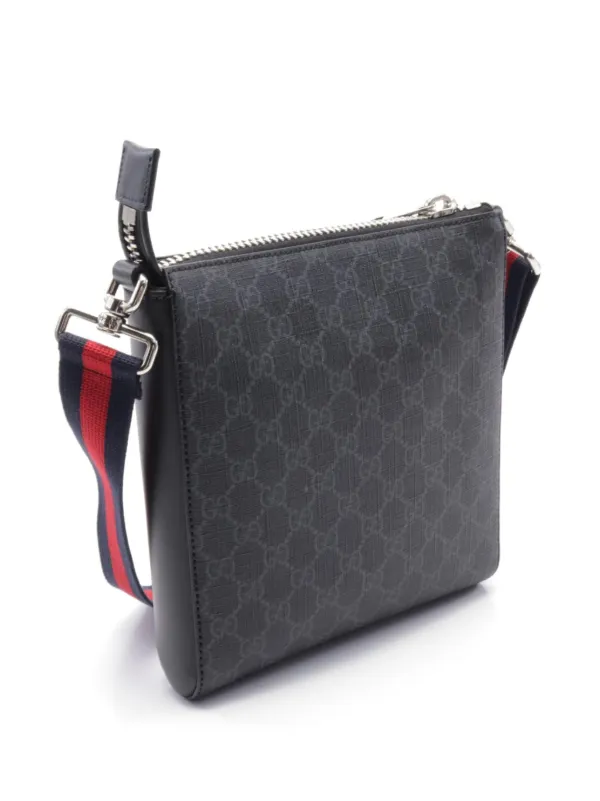 Gucci Pre-Owned 2010s Small GG Supreme Messenger Bag | Black Gucci Pre-Owned 2010s Small GG Supreme Messenger Bag | Black
