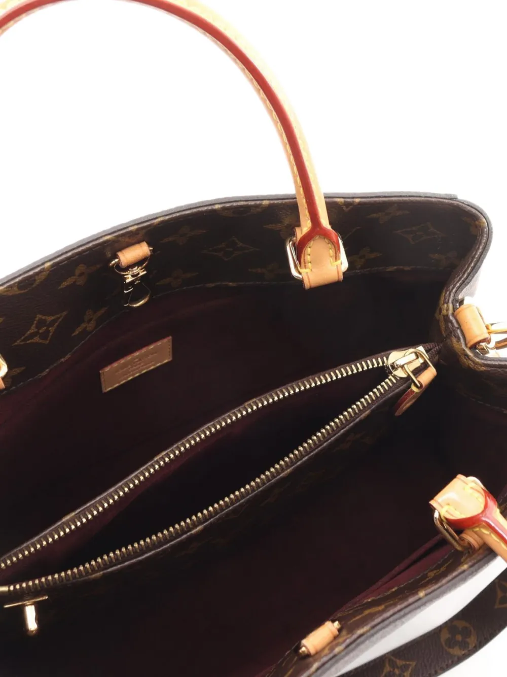 Pre-owned Louis Vuitton 2015 Montaigne Mm Tote Bag In Brown