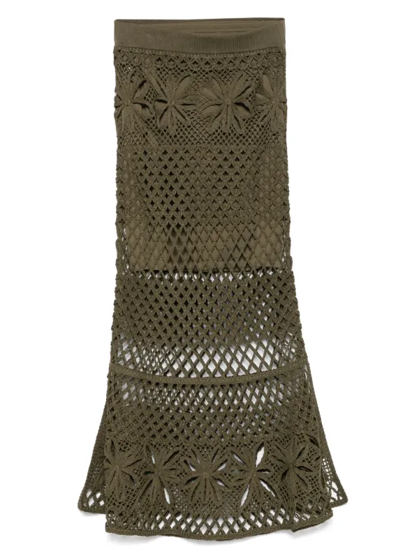 PINKO Crochet Midi Skirt | Green | FARFETCH