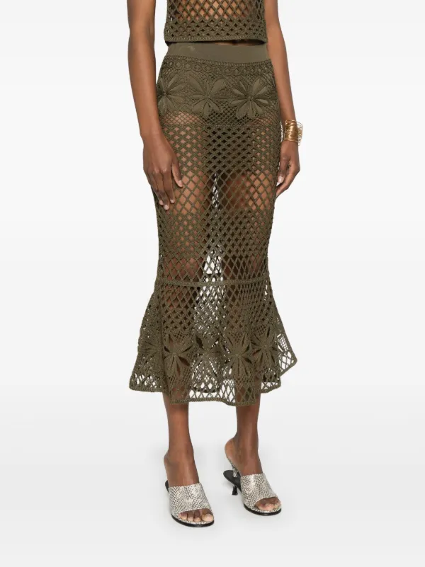 PINKO Crochet Midi Skirt | Green | FARFETCH