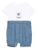 guess kids logo-embroidered romper - Blue