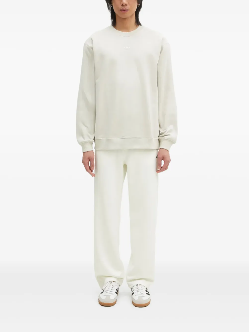 adidas logo-embroidered crew-neck sweatshirt | Neutrals | Image 1