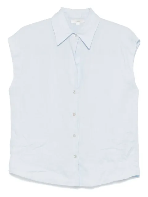 Vince linen cap-sleeve shirt