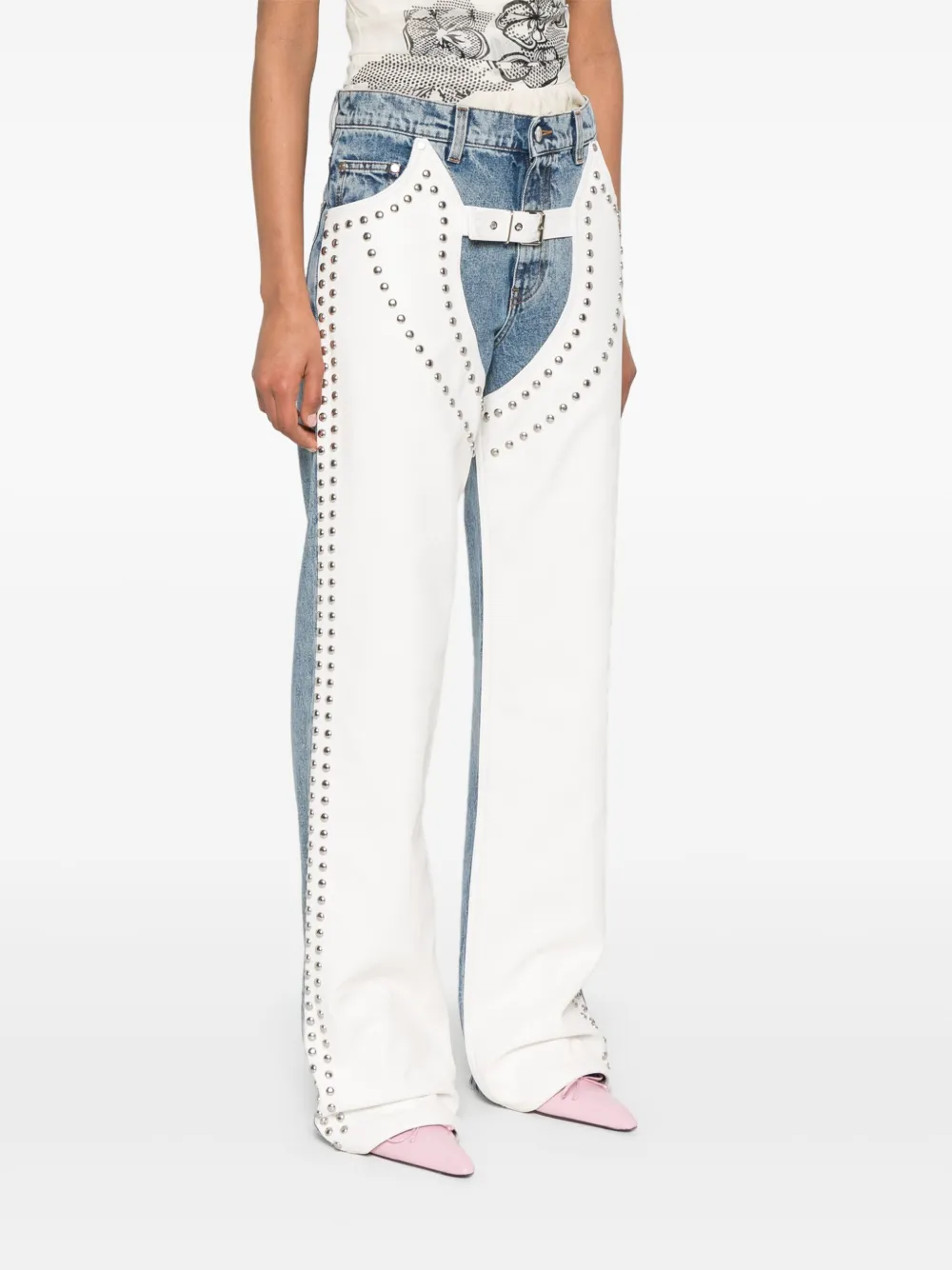 Stella Mccartney Studded Straight-leg Jeans In Weiss