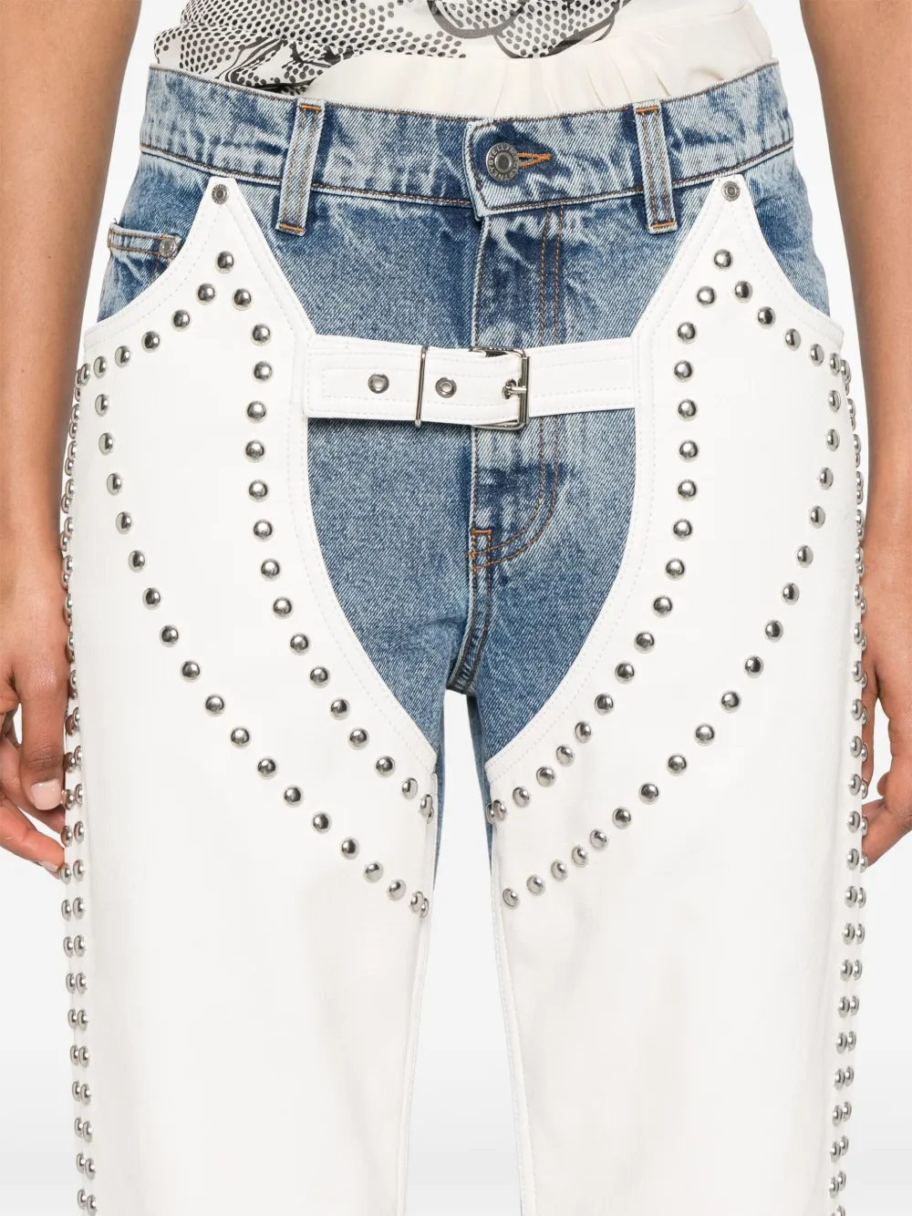 Stella Mccartney Studded Straight-leg Jeans In Weiss