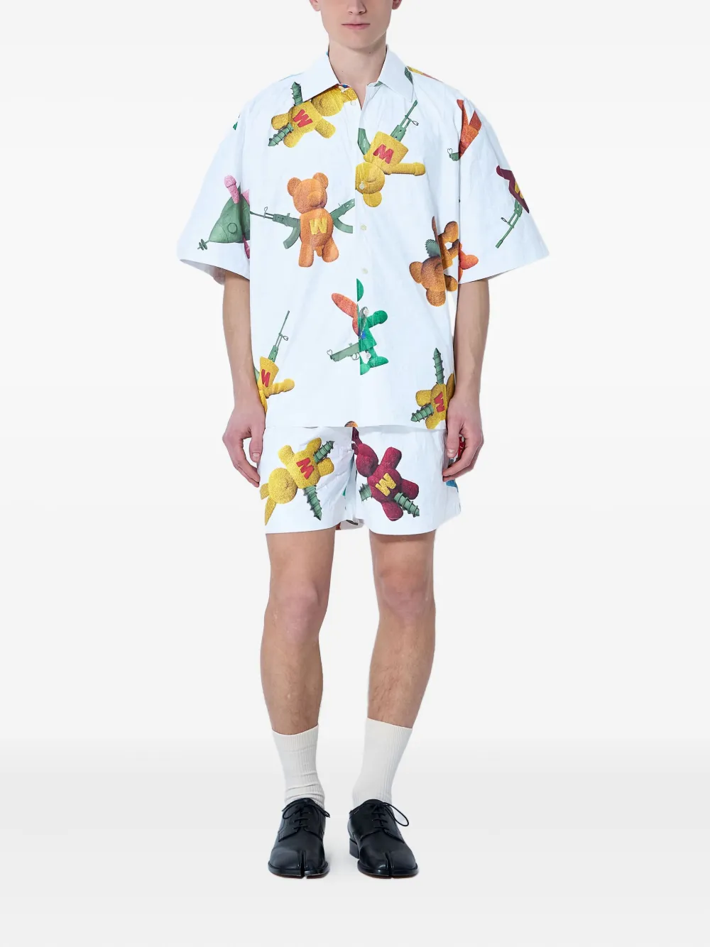 Walter Van Beirendonck Shorts met teddybeerprint - Wit