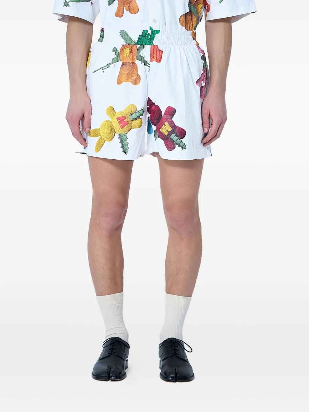 Walter Van Beirendonck Shorts met teddybeerprint Wit