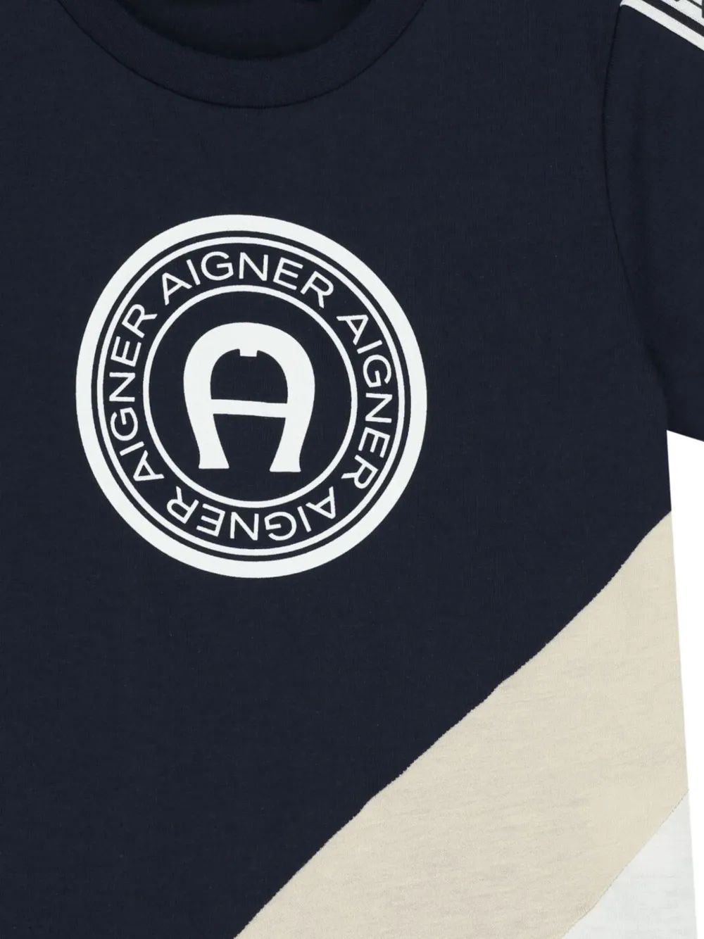 Aigner Kids T-shirt met logoprint Blauw