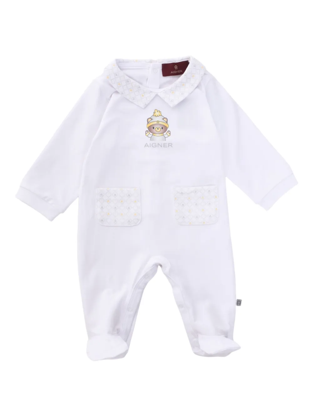 Aigner Kids Romper met kraag Wit