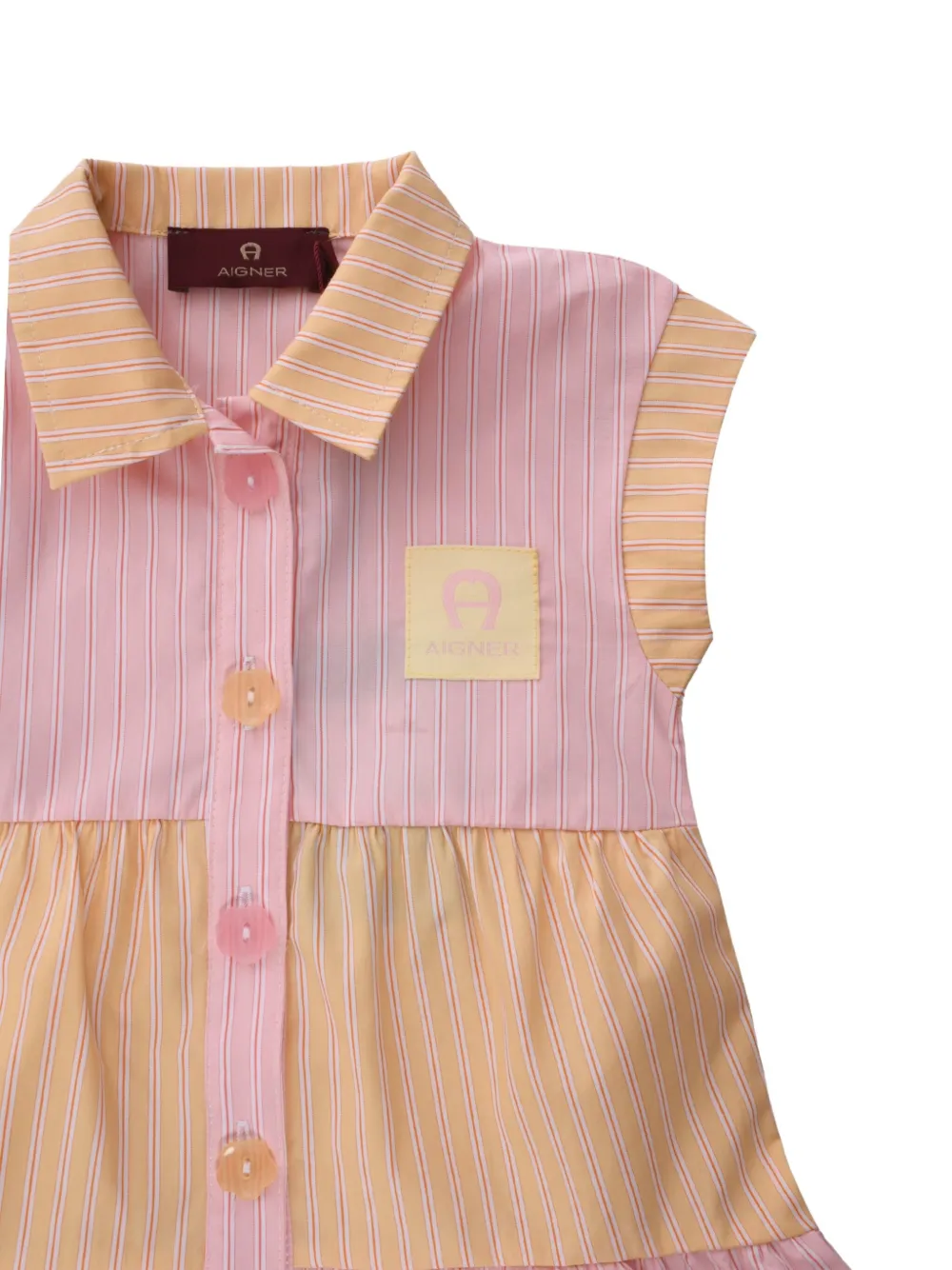 Aigner Kids Gestreepte jurk met knopen Roze