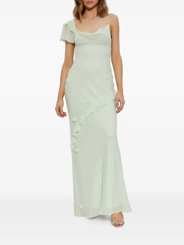 Self-Portrait floral-appliqu Georgette Maxi Dress | Green | FARFETCH