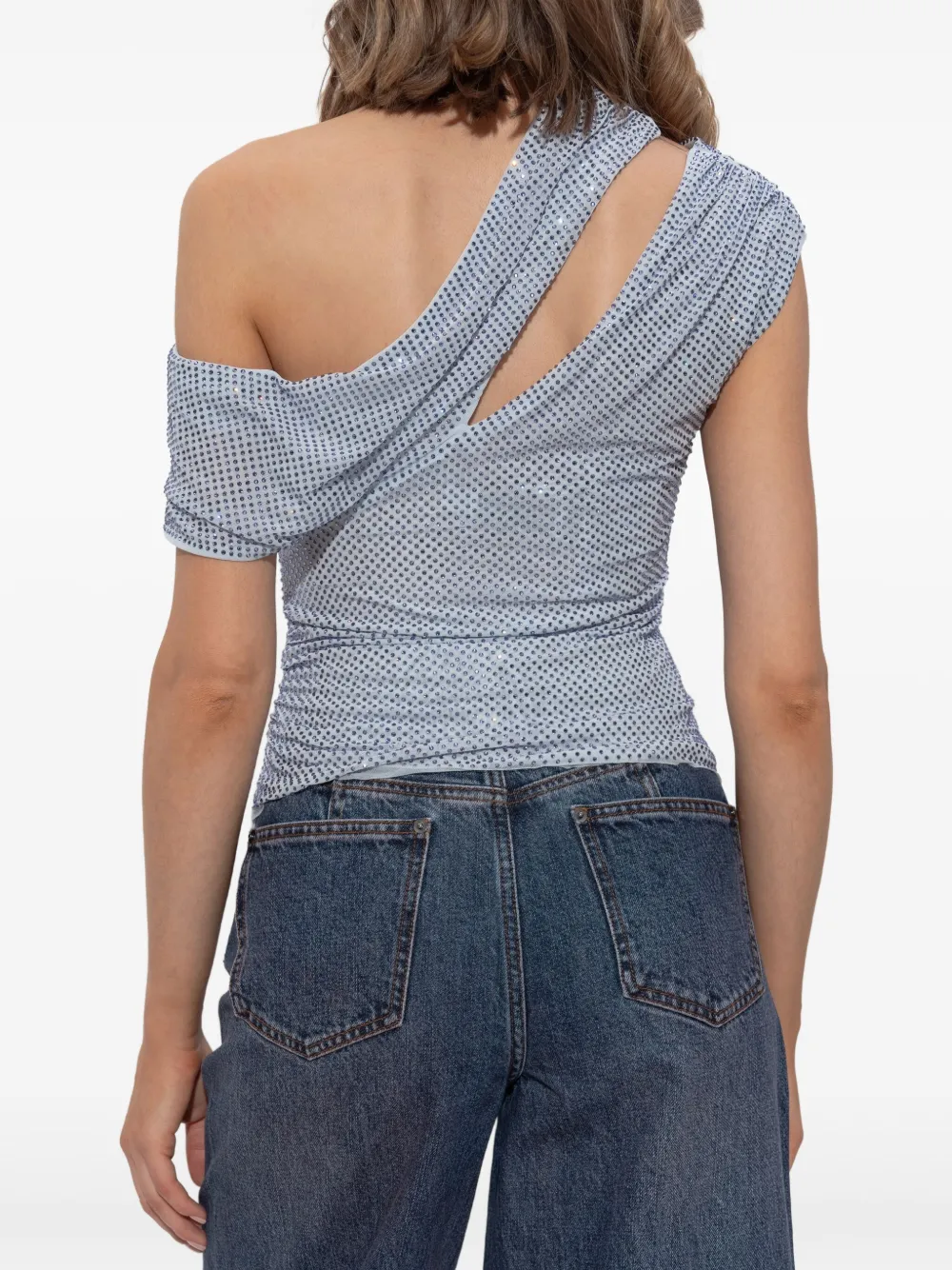 Self-Portrait Top verfraaid met stras Blauw