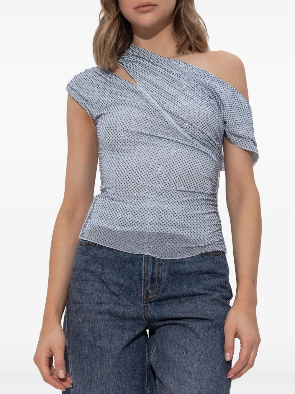 Self-Portrait Top verfraaid met stras Blauw
