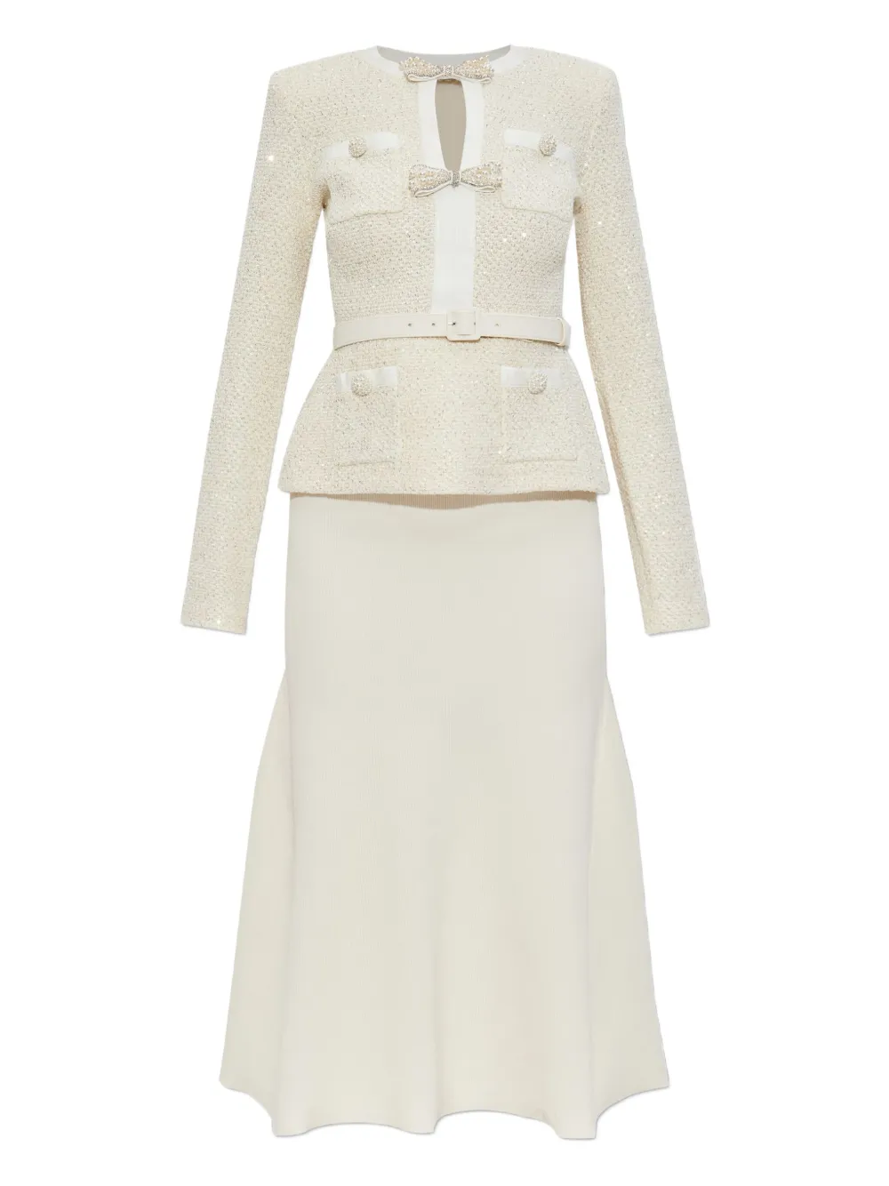 Self-Portrait cotton-wool blend dress | White | Image 1