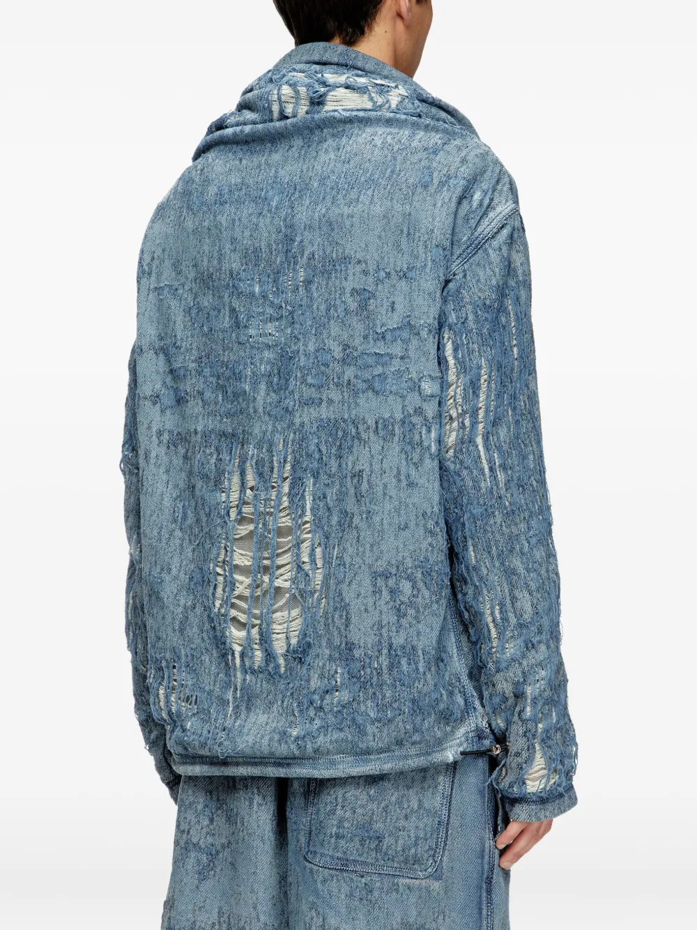 Diesel Gerafelde denim sweater Blauw