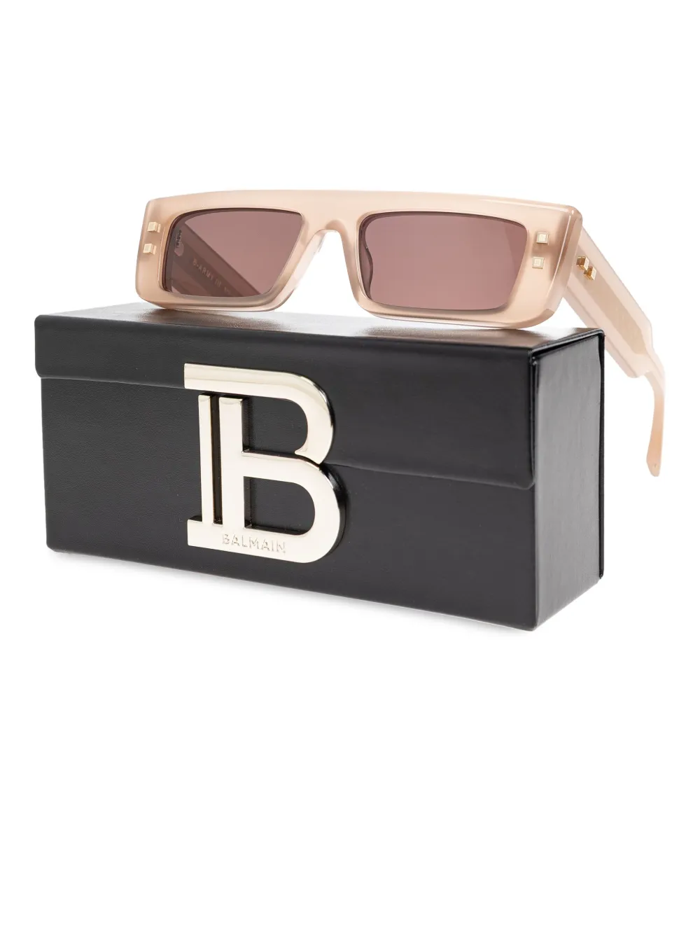 Balmain Eyewear Zonnebril met vierkant montuur Beige