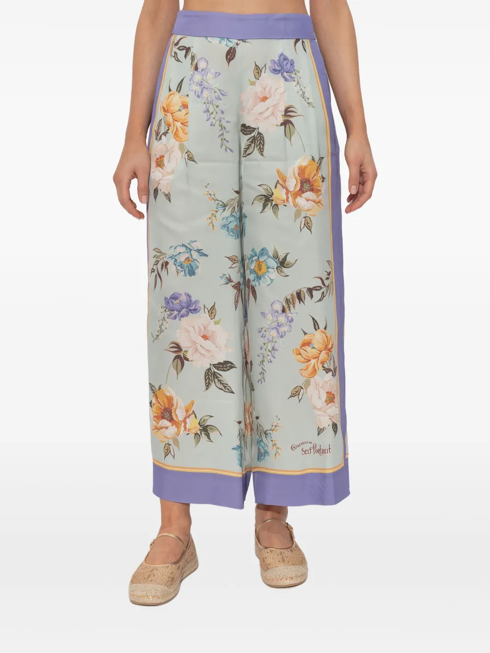 Self-Portrait Broek met bloemenprint Blauw