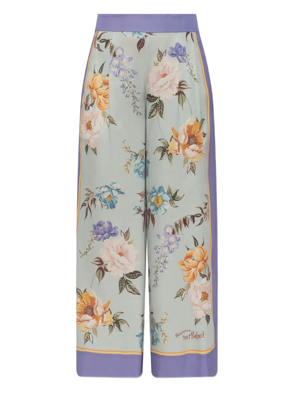 Self-Portrait floral-print trousers | Blue | Image 1