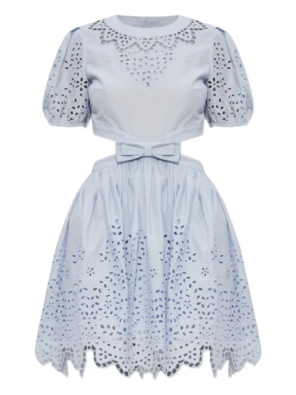 Self-Portrait linen-cotton Dress | Blue | FARFETCH GE