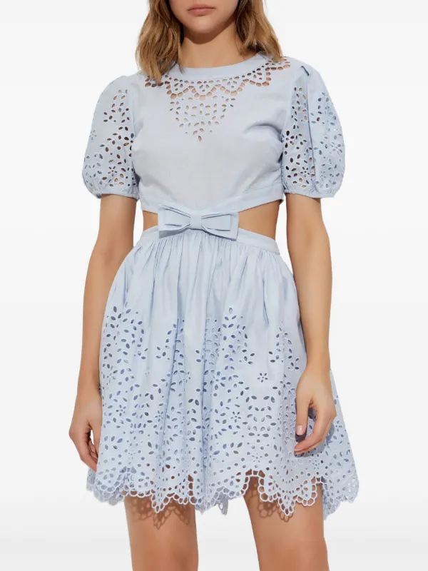 Self-Portrait linen-cotton Dress | Blue | FARFETCH