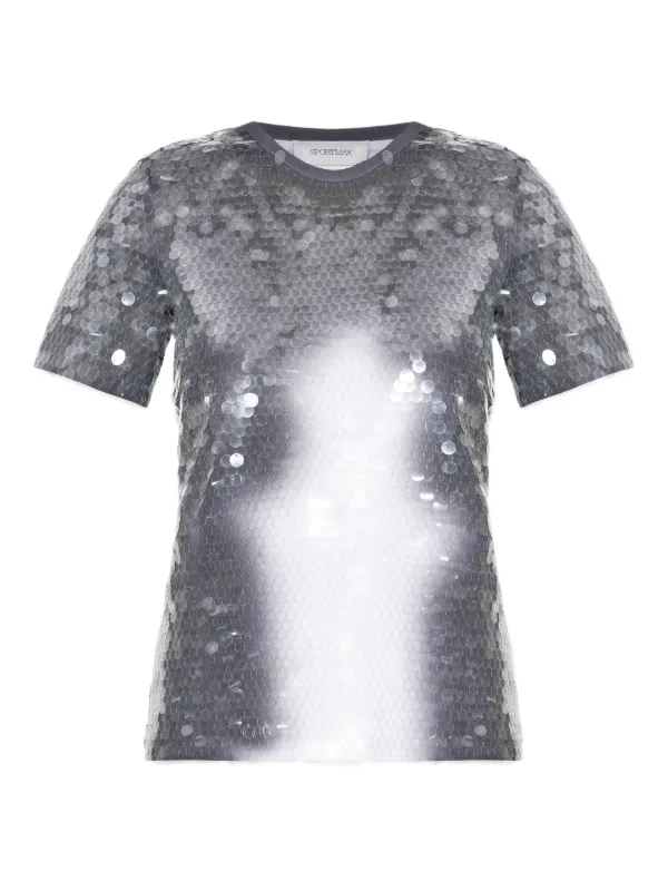 Sportmax Sequin-embellished T-shirt in Black