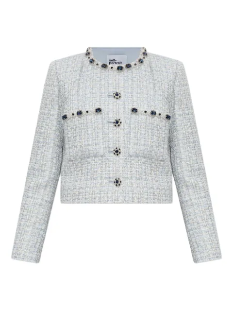 Self-Portrait rhinestone-embellished tweed jacket