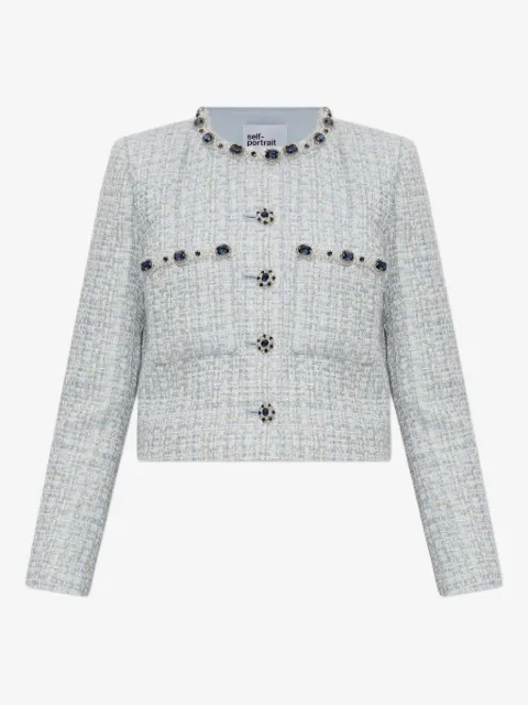 Self-Portrait rhinestone-embellished tweed jacket