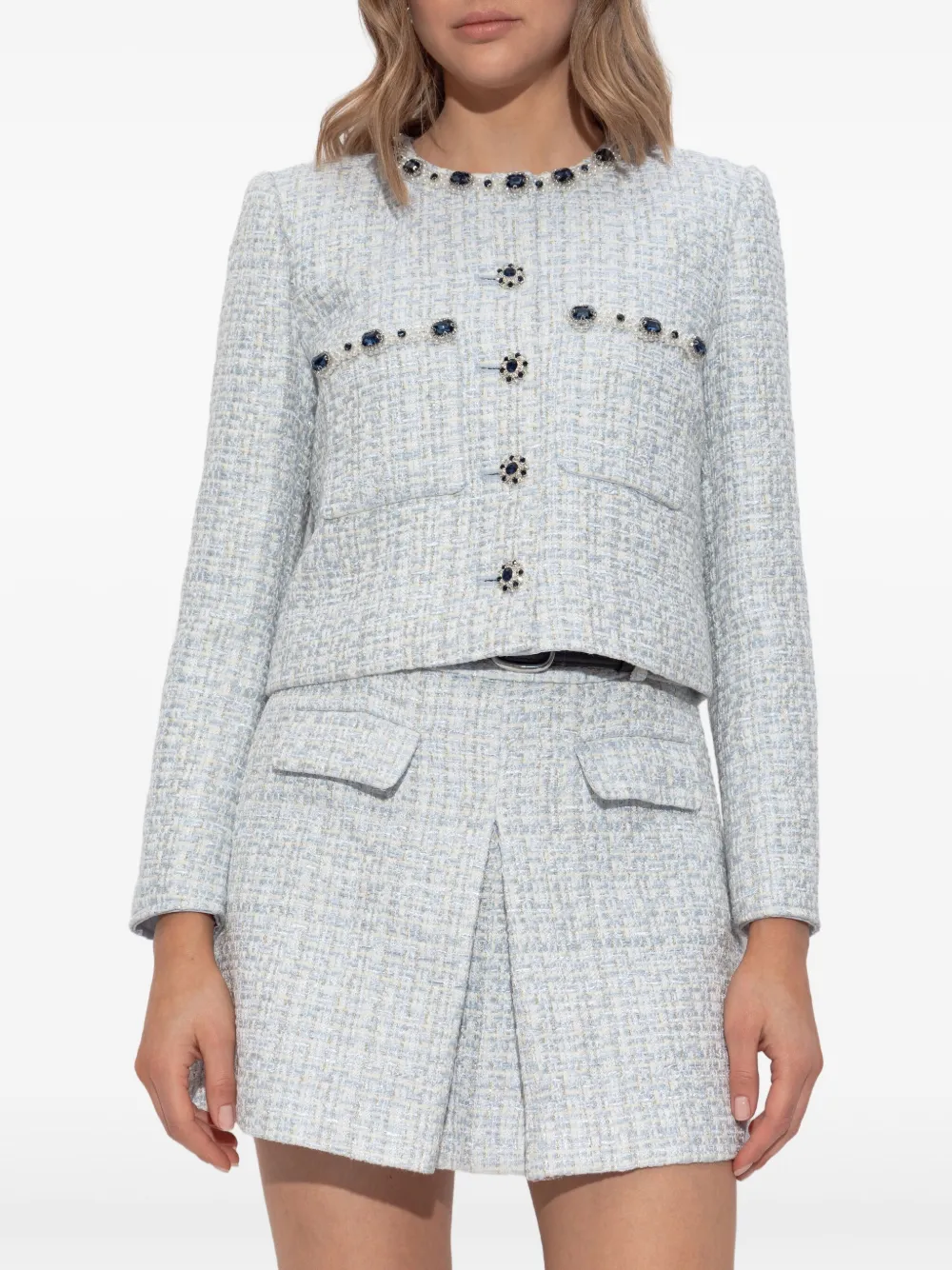 Self-Portrait Tweed jack Blauw