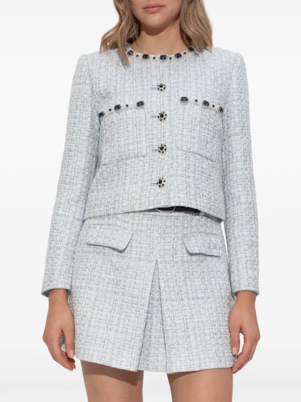 Self-Portrait rhinestone-embellished Tweed Jacket | Blue